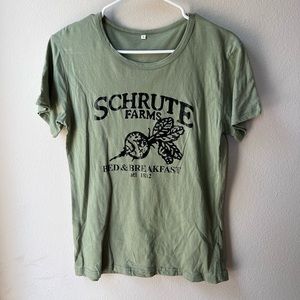 Comfortable green Schrute Farms tee shirt